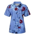 thumbnail image 4 of Fesfesfes Tops for Womem Casual Tops Summer Shirts For Women, Women's Short Sleeve Lapel Neck Tops With Button Flower Print Tops V Neck Tees Summer Tunic Blouse, 4 of 5