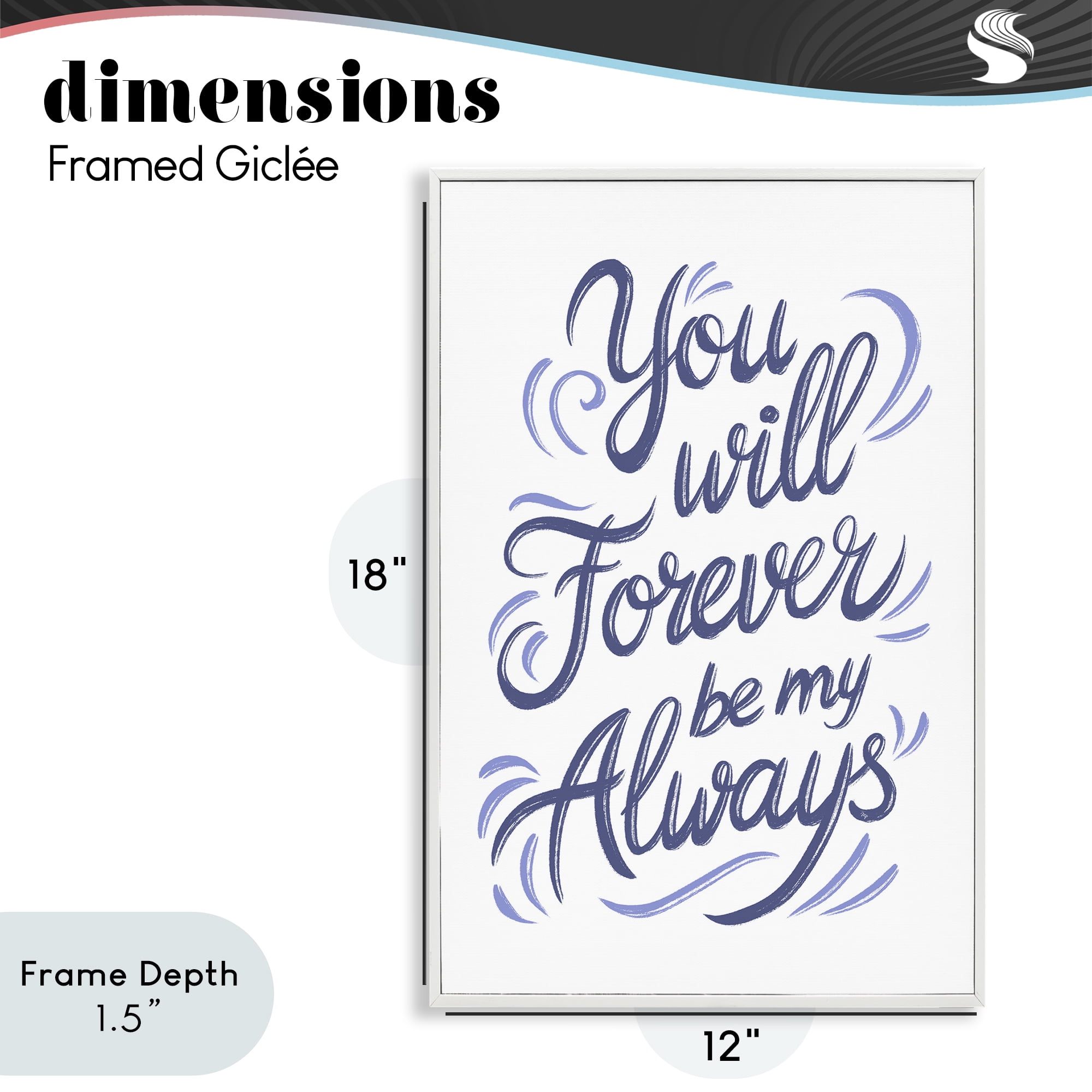 Stupell Industries Forever Be My Always White Framed Giclee Art, design by Martina Pavlova