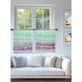 thumbnail image 4 of Sheer Curtains 54 Inch Length 2 Panels Set for Kitchen, Green Purple Ombre Semi Sheer Curtains for Windows, Abstract Modern Art Fluid Striped Voile Window Treatments Rod Pocket Curtain, 4 of 7