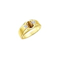 thumbnail image 3 of RYLOS Men's Rings 14K Yellow Gold Classic 7X5MM Oval Gemstone & Diamond Ring Tiger Eye November Birthstone Rings For Men, Gold Rings Size 10, 3 of 7