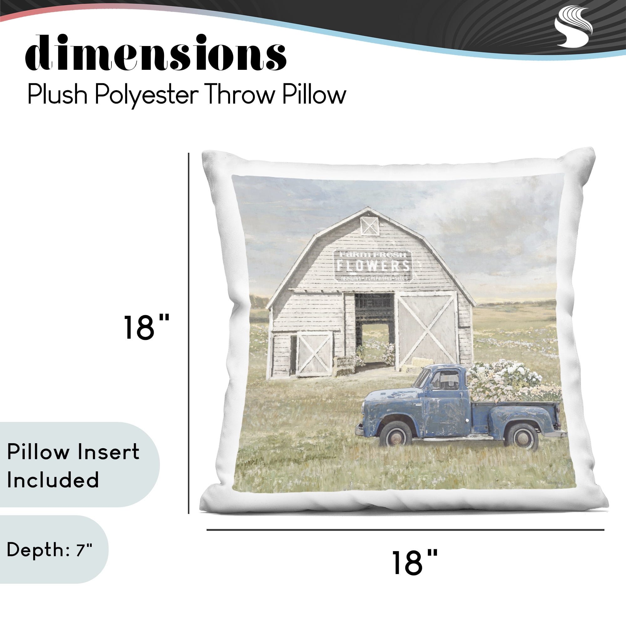 Stupell Industries Rustic Flower Barn Decorative Printed Throw Pillow, design by Amber Sterling
