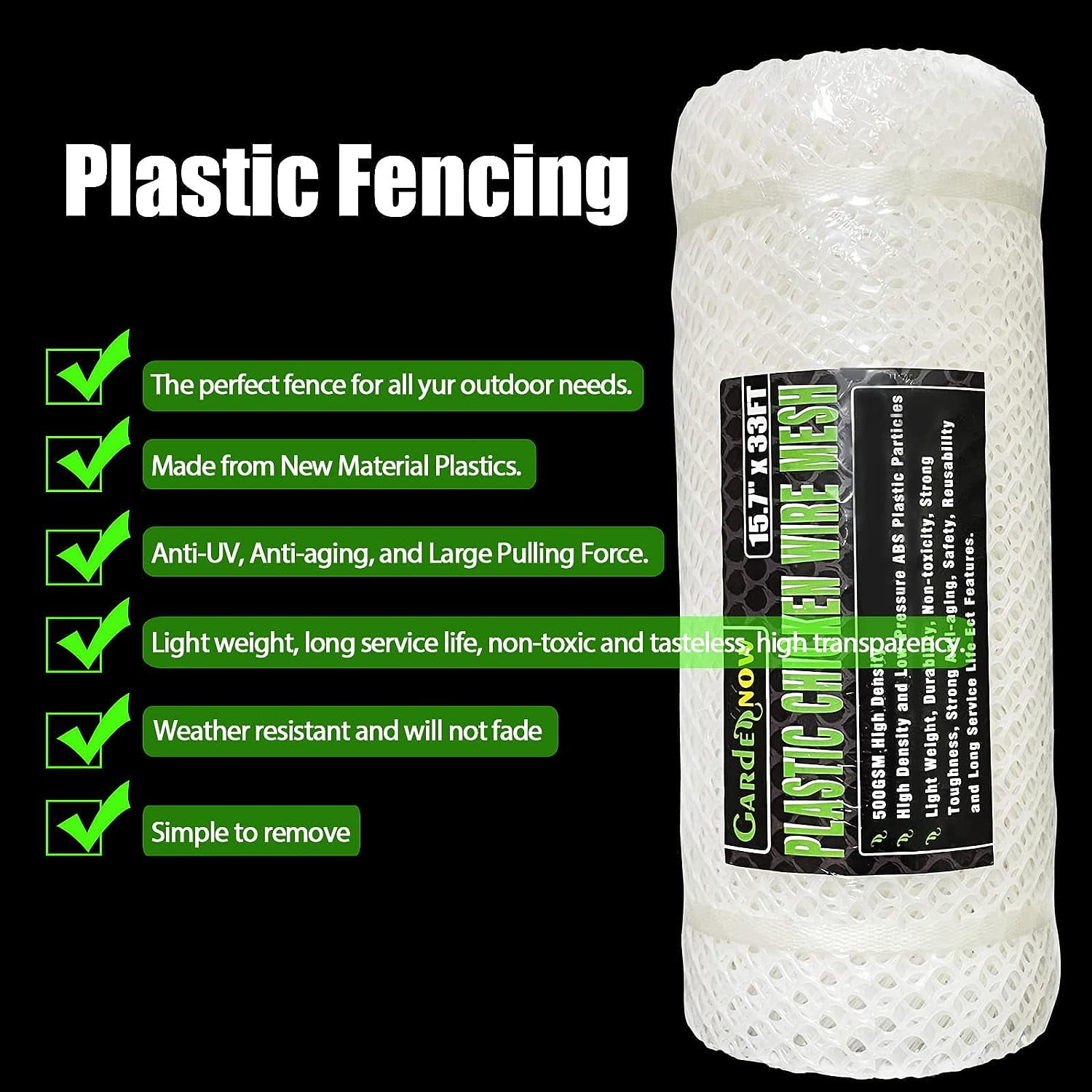 Upgraded 15.7IN x 33FT ABS Plastic Chicken White Wire Fence Mesh, Poultry Fencing, Hexagonal Fencing Wire for Gardening, Construction Barrier Netting, Chicken Wire Frame Crafts, Floral Netting