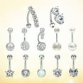 thumbnail image 3 of 12 Uds. Conjunto De Anillos De Moda Para El Ombligo, , Joyería, Barras, Colgante Largo Zulema Anillos de ombligo, 3 of 8