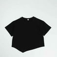 thumbnail image 2 of Kids Irregular Hem T Shirts Solid Loose Fit Short Sleeve Casual Tops 1-7Y, 2 of 6