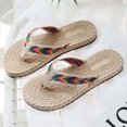 thumbnail image 4 of asdoklhq Women's Slippers,Summer Women Seaside Imitation Straw Flip Flops Flat Beach Flip Flops, 4 of 6