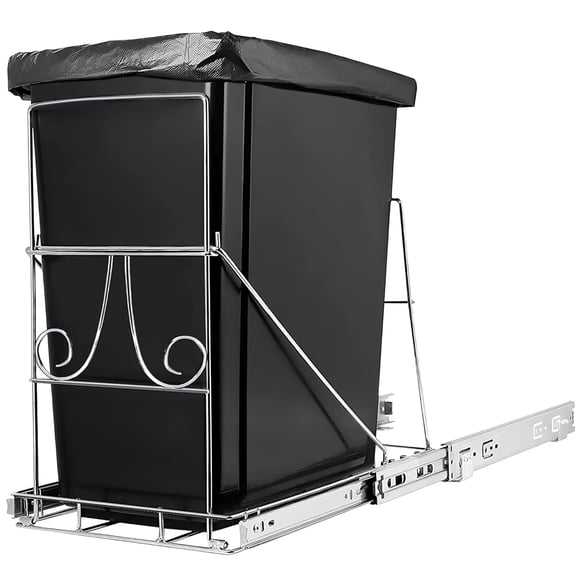 Pull Out Trash Can Under Cabinet for 7-11 Gallon, Adjustable Slide-Out Garbage Bin Kitchen, Roll Out Under Sink Garbage Can (Not Included)