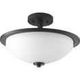 thumbnail image 3 of Progress Lighting Replay 2-Light Semi-Flush Ceiling Light, Black Finish, White Glass Shade, 3 of 4