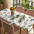 thumbnail image 3 of Spring Leaves Flowers Table Cloths for 4 Foot Rectangle Tables, Rustic Flower Pastoral Botanical Patio Waterproof Elastic Fitted Tablecloths, Washable Rectangular Table Cover for Camping, 3 of 8