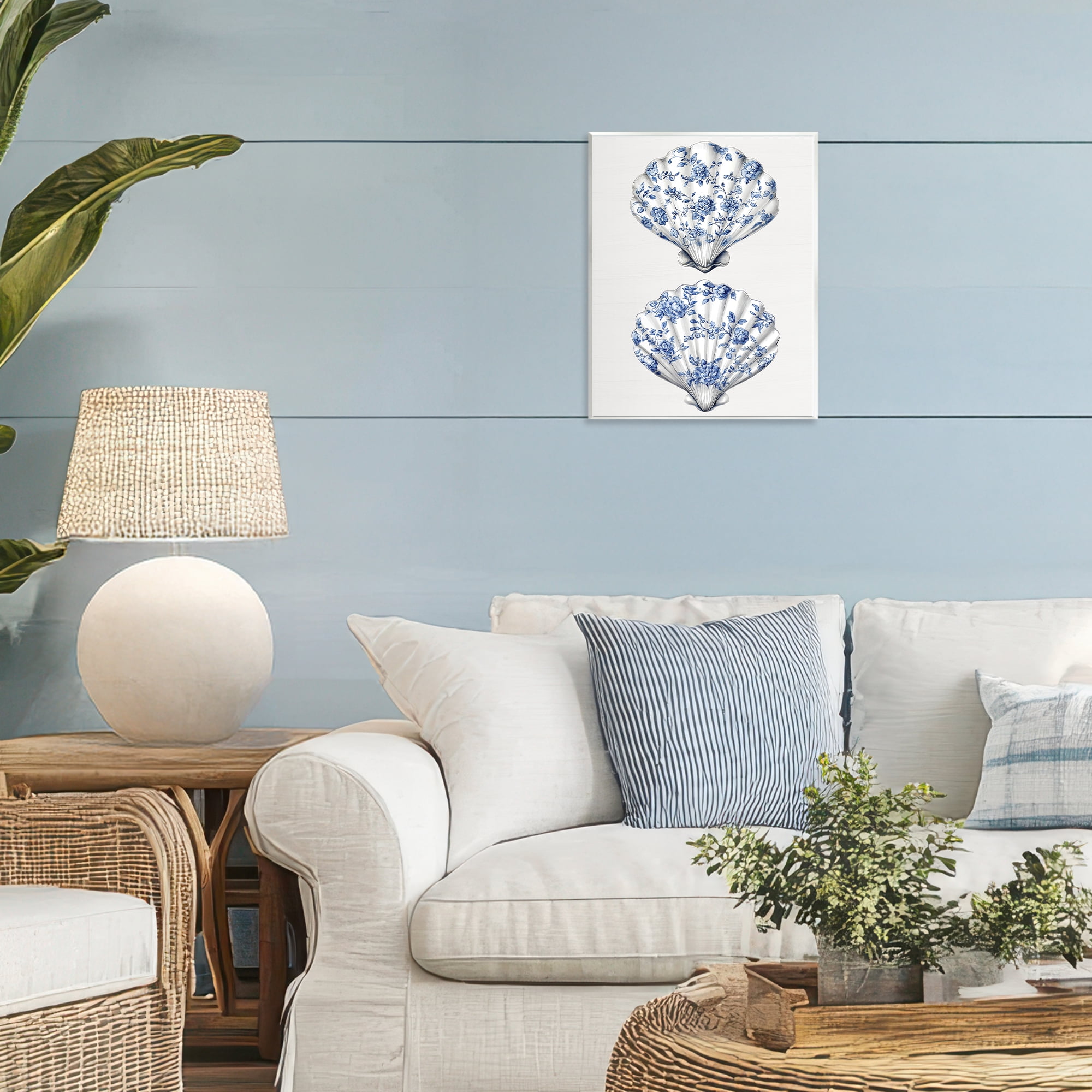 Delicate Toile Seashells Wall Plaque Art, design by Lettered and Lined