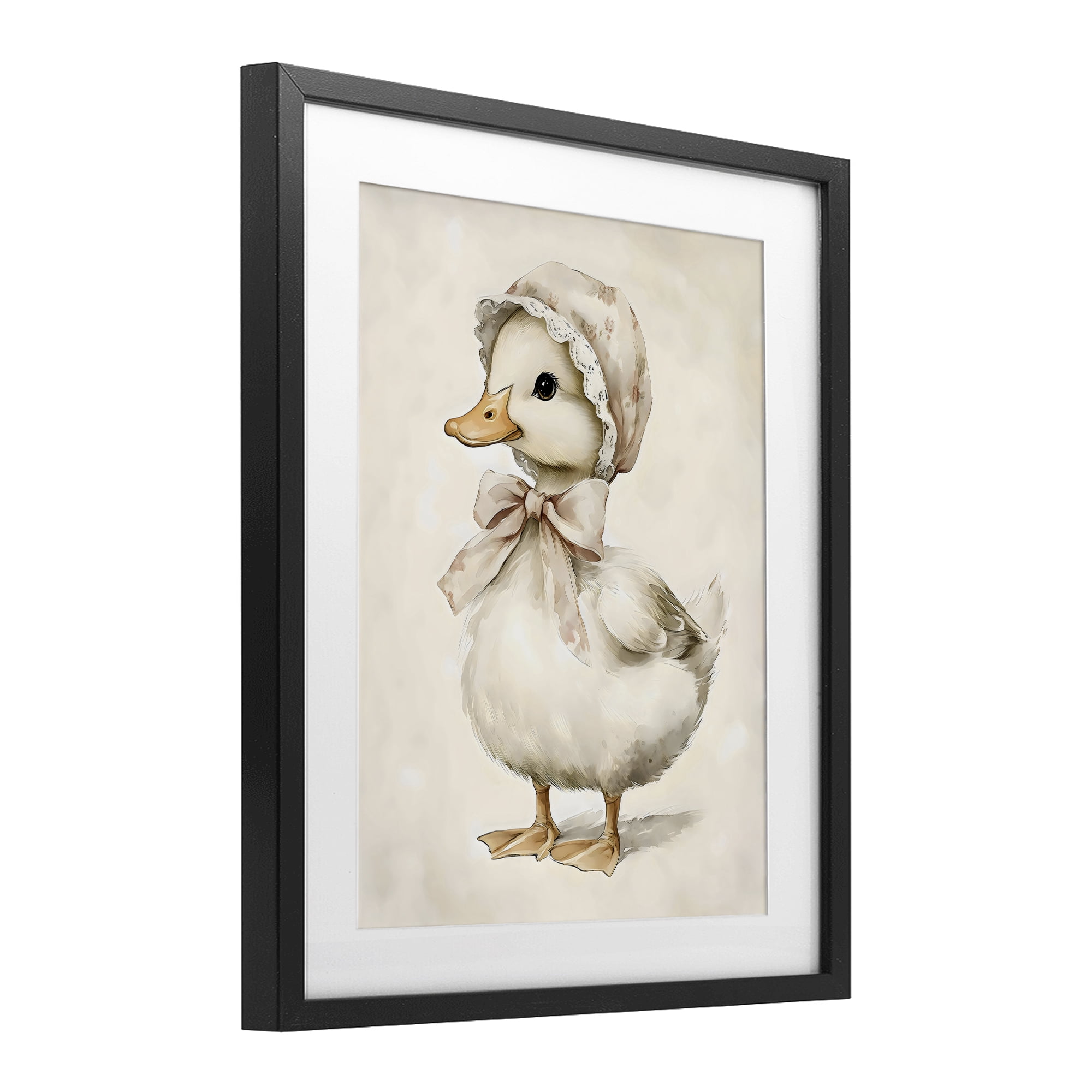 Stupell Industries Duck Wearing Bonnet Black Framed Print Under Glass, design by Arlington Prints