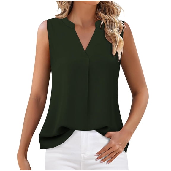 UYISJ Women's Summer Tank Tops V Neck Sleeveless Tunic Tops Casual Office Work Shirts Blouse Z-Green XXL