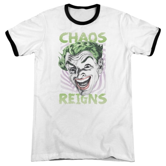 Batman Classic TV Chaos Reigns Adult Ringer T-Shirt White Black