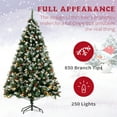 thumbnail image 6 of Fawyn 6 ft Pre-Lit Realistic Green Spruce Artificial Holiday Christmas tree with 850 Tips, 250 Lights, 29 Pine Cones, 29 Berries, Metal Base, Xmas Holiday Seasonal, 6 of 7