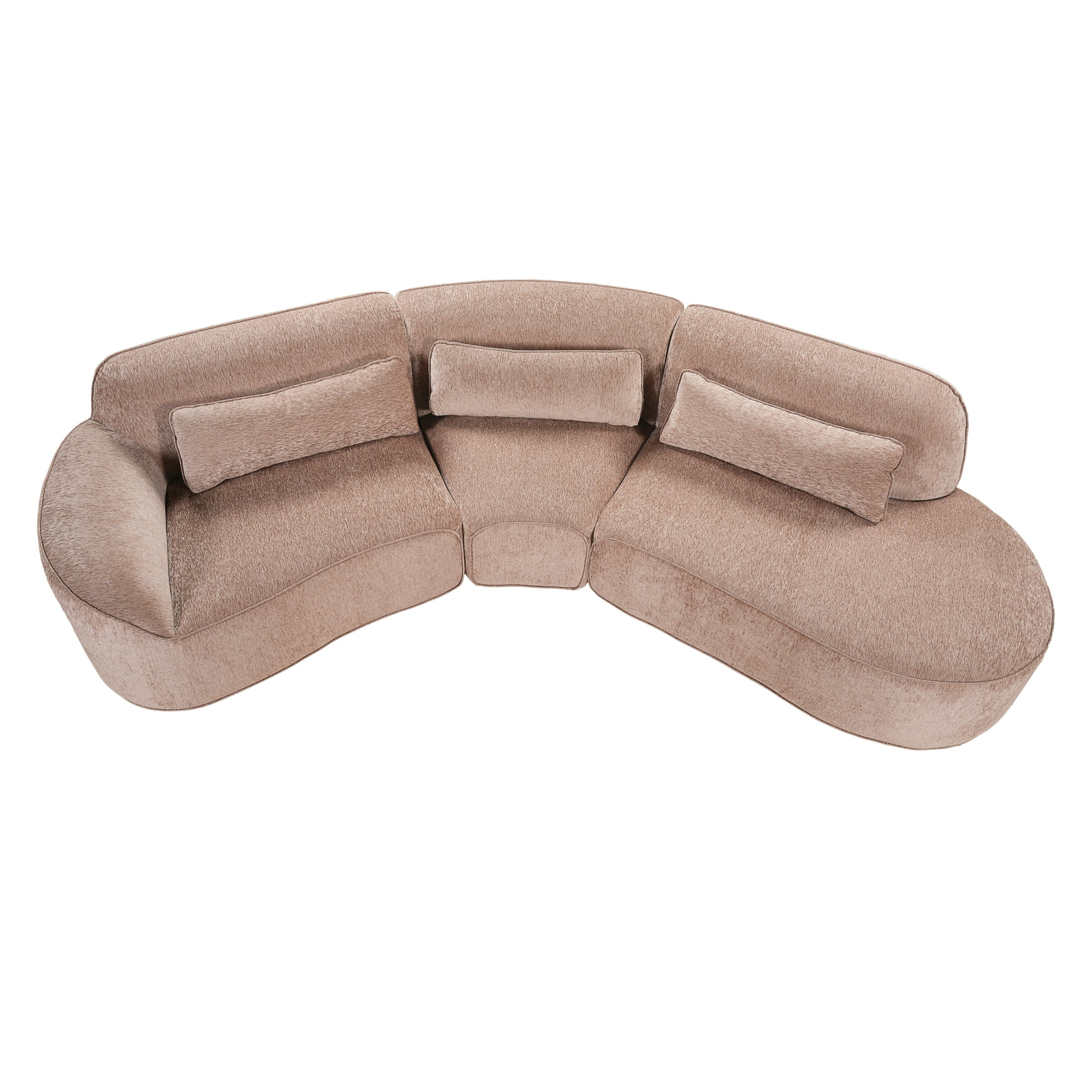 Christopher Knight Home 123" Modern Curved Compressed Sectional Sofa, 4 Seats Modular Couch, Light Brown