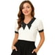 thumbnail image 1 of Blusa de Manga Corta Allegra K con Textura y Pajarita para Mujer Blanco M, 1 of 5