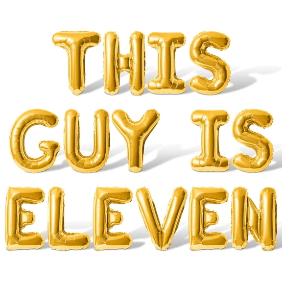 Letter Balloons - THIS GUY IS ELEVEN 16" Inch Alphabet Letters Foil Mylar Balloon 11th Birthday Party Banner (Gold)
