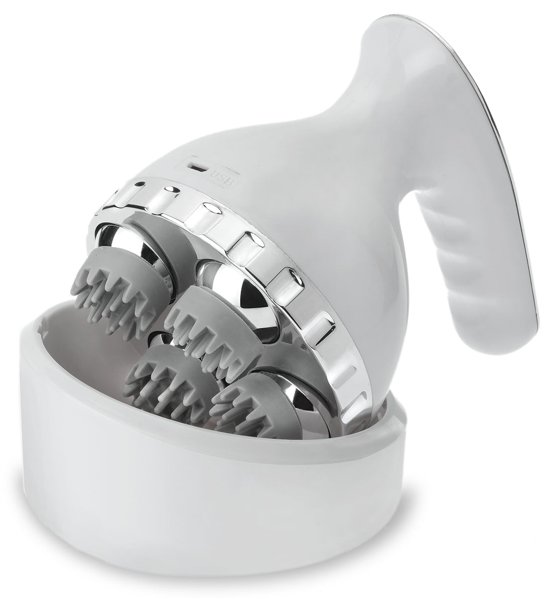 Portable Electric Scalp Massager 4 Removable Silicone Massager Head