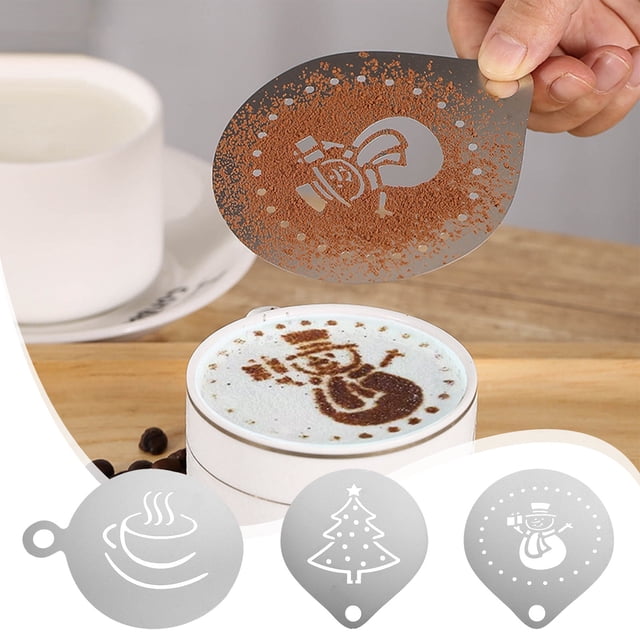 Xihbxyly Bloc de Flores de Café, Plantillas para Hacer Té con Leche, Chispas de Pan, Material Metálico, Uso Versátil, Ideal para Fiestas y Manualidades, 12 X 10 X 0,2 Cm, Juego de 6 Piezas