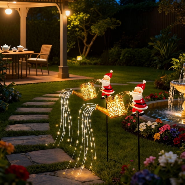 Lámpara Solar de Papá Noel para Ducha, Villa o Patio Exterior | Ideal para Navidad | Eficiente con Energía Solar | Papá Noel Festivo | Fácil Instalación | Sensor Automático de Anochecer a Amanecer |