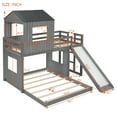 thumbnail image 2 of Harper & Bright Designs House Bunk Beds with Slide, Twin over Full Playhouse Bunk Bed, Wood Bunk Beds with Roof and Windows for Boys or Girls, Antique Gray, 2 of 16