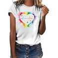 thumbnail image 3 of Fesfesfes Shirt for Women Valentine's Day Fashion Woman Causal Round-Neck Printing Blouse Short Sleeve T-Shirt Tops T Shirt Pack 4(S), 3 of 5