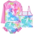 thumbnail image 2 of Girls 3-Piece Swimsuit Kids Bathing Suits Tankini Set Long Sleeve Rash Guard Swimwear for Girls 3-10Y, 2 of 6