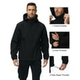 thumbnail image 4 of Men's Hooded Softshell Jacket Water-resistant Insulated Windbreaker Winter Warm Fleece Lined Rain Shell Jacket Black L, 4 of 8