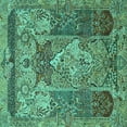 thumbnail image 1 of Ahgly Company Machine Washable Indoor Square Persian Turquoise Blue Traditional Area Rugs, 7' Square, 1 of 4