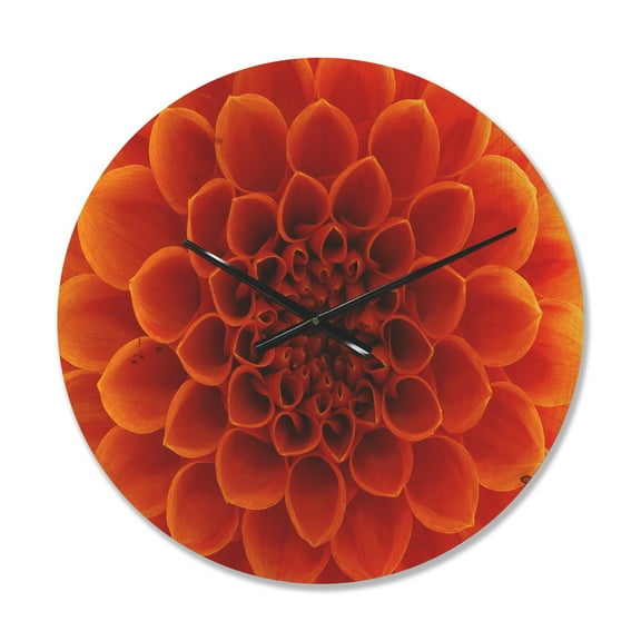 Designart 'Large Dark Red Flower and Petals ' Modern Wood Wall Clock