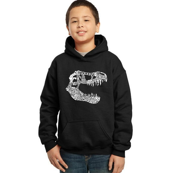 LA Pop Art Boy's Word Art Hooded Sweatshirt - TREX