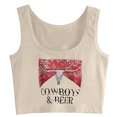 thumbnail image 3 of Conairie Crop Tank Tops For Women Scoop Neck Sleeveless Slim Fitted Ribbed Knit Basic Blouses Letter Print Summer Casual Tee White S, 3 of 3
