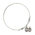 thumbnail image 2 of 8 1/2 inch Round Double Loop Bangle Bracelet w/ St. Sebastian / Volleyball in Sterling Silver, 2 of 3