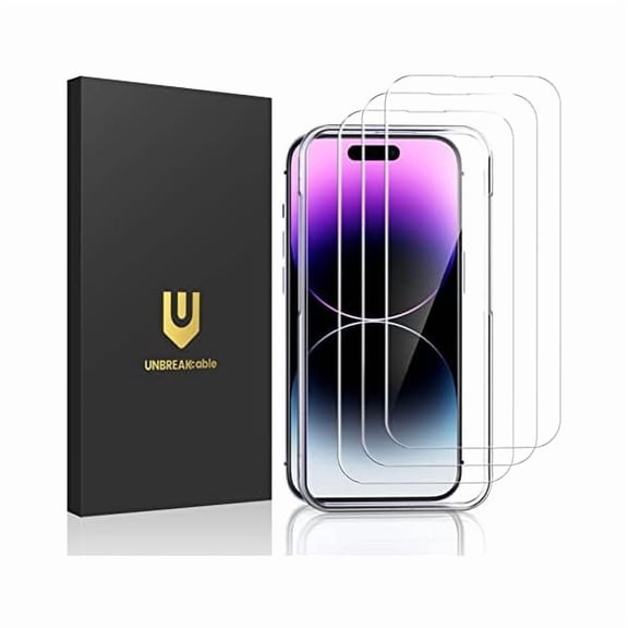 Zhu997 3-Pack Screen Protector for iPhone 14 Pro Max, Double Shatterproof Tempered Glass [Easy Installation Frame] [9H Hardness] [99.99% HD Clear] [Case Friendly] for iPhone 6.7 inch