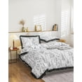 thumbnail image 4 of Move Over Plants Bedding Sets Queen White Black Floral Duvet Cover Black Ruffle Flowers Pattern Microfiber No Filling, 4 of 11