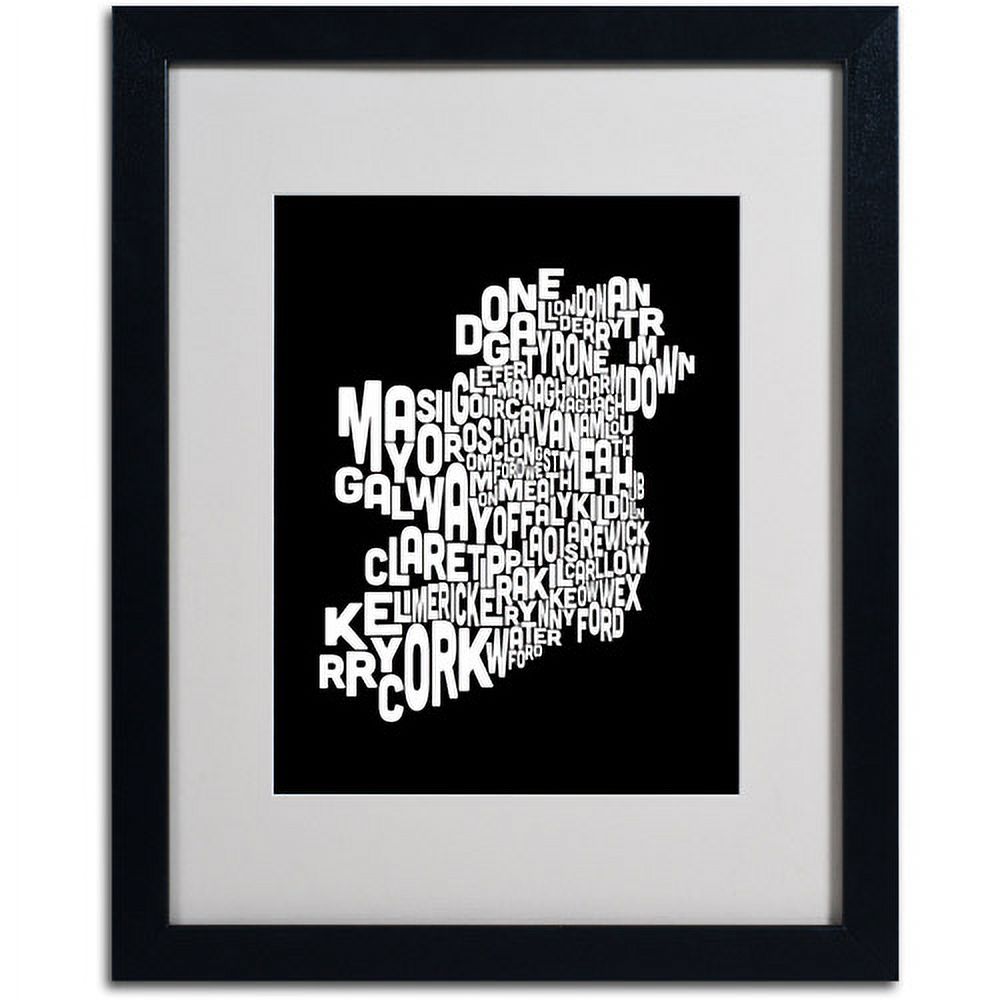 Trademark Fine Art "Ireland Text Map 5" Matted Framed Art by Michael Tompsett