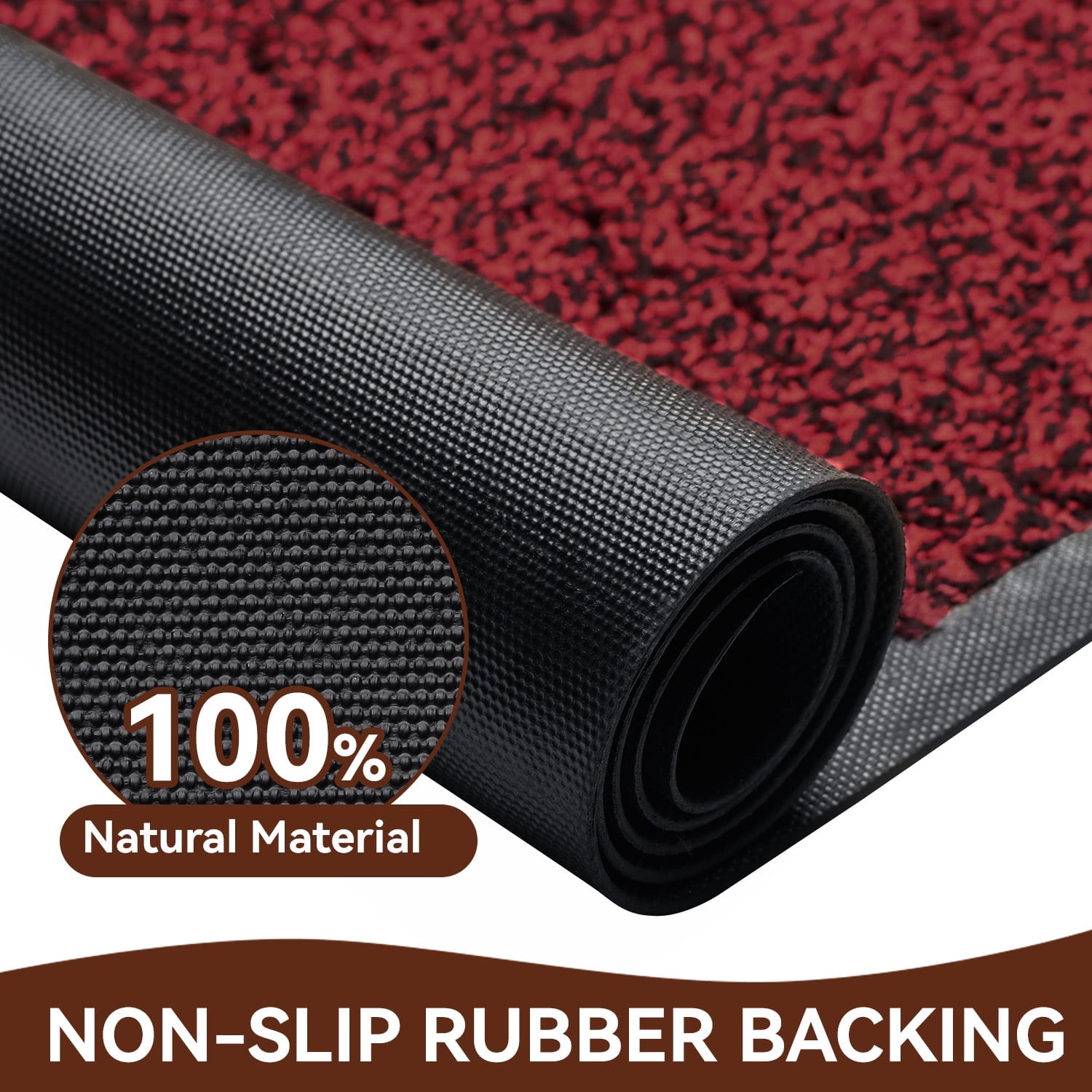 VUNATE 24" x 35" Dirt Trapper Indoor Door mat Non Slip Front Door Mats Absorbent Rubber Entrance Rug Durable Heavy Duty Outdoor Mats Washable Welcome Mats for Outside Red