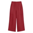 thumbnail image 6 of Fmbrln Womens Capri Pants Elastic Waisted Fashion Casual Solid Color Summer Pants Wide Leg Stretch Cropped Pants, 6 of 7
