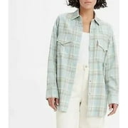 Levi's Women's Dylan Relaxed Western Shirt Kelsey Plaid Starlight Blue S B4HP
