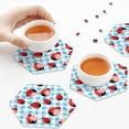thumbnail image 4 of Leather Coasters with Heat-resistant for Drinks, Flowers and Lady Bugs -标题2 Hexagon, 4 of 5
