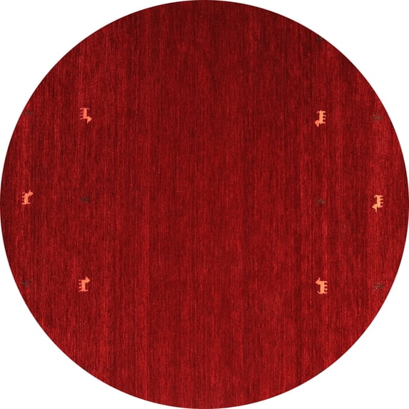 Ahgly Company Indoor Round Abstract Orange Contemporary Area Rugs, 3' Round