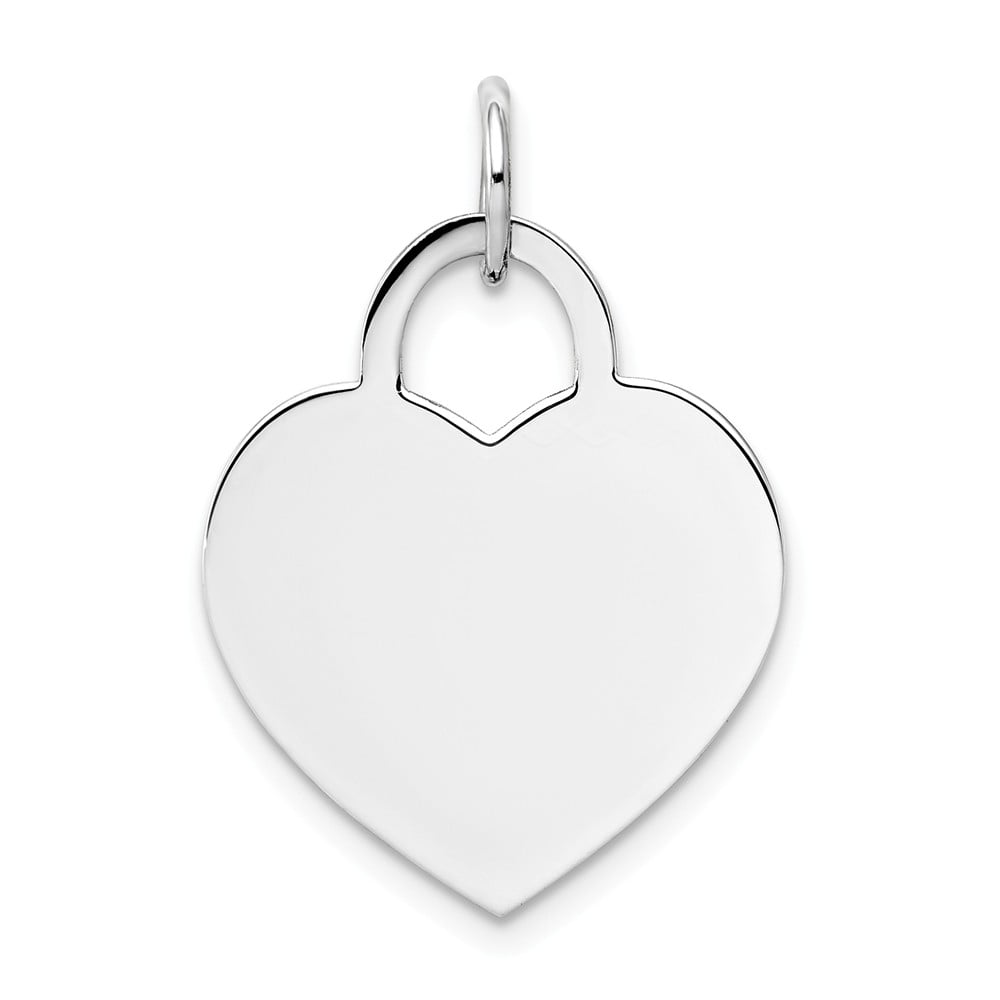 14K White Gold Charm Pendant 25 mm 18 Large Engravable Heart