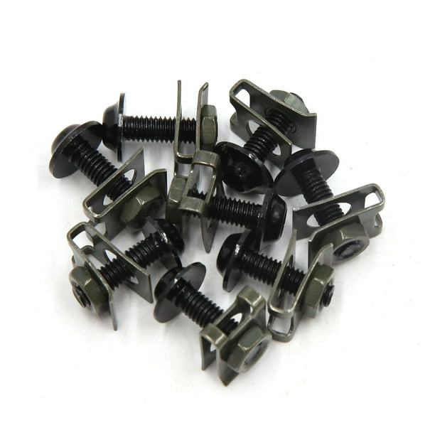 8 Piezas Accesorio de Motocicleta de Sportbike M6 Carenado Tornillos Kit de Clip de Tornillos Negro