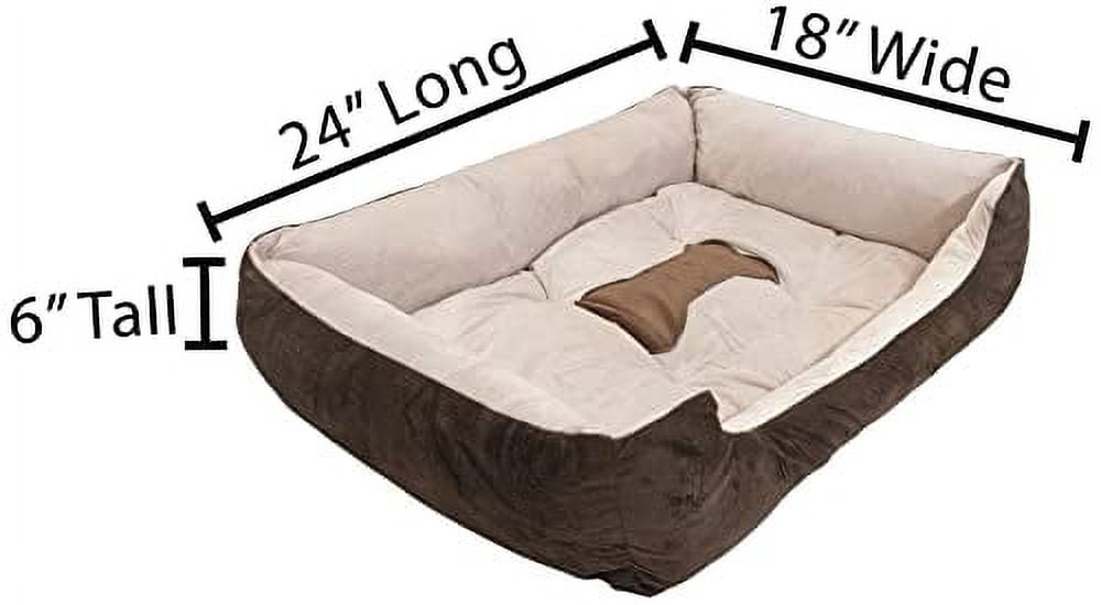 Small 24"×18" Luxury Pet Bed for Dogs or Cats - Super Soft, Machine Washable, Waterproof Non-Slip Underside, Low Front Wall for Easy Entering & Exiting