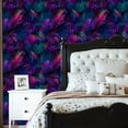 thumbnail image 5 of Floral Peel and Stick Wallpaper Vibrant Tropical Leaves Neon Purple Blue Hues Wall Mural 23.6in x 9.8ft Self Adhesive Removable Wall Paper Renter Friendly Wallpaper for Bedroom Nursery Kids, 5 of 8