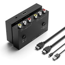 2 AV to HDMI Converter, 1080P/720P 2 Port RCA Composite CVBS AV Switch to HDMI Converter Adapter Support 4:3/16:9 Switching, for TV PC PS2 PS3 N64 NGC SNES WII VHS VCR Camera DVD