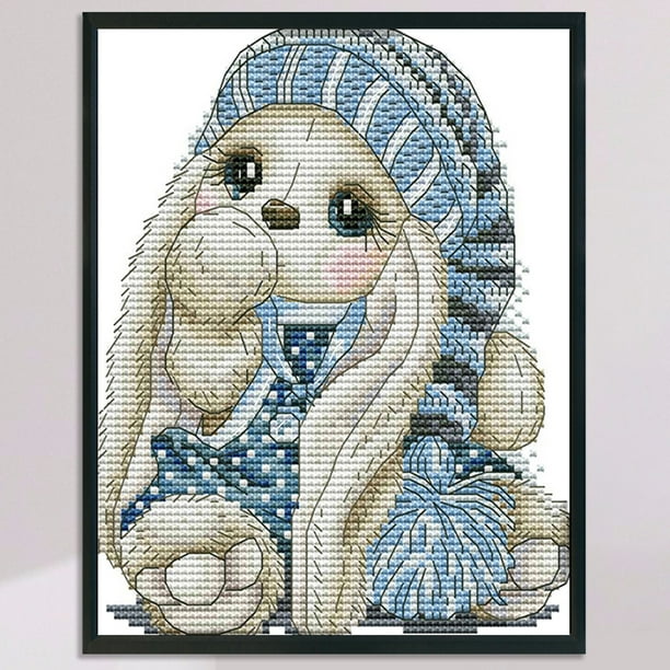 Happy Forever Kits De Punto De Cruz 11CT Patrones Estampados Para Niños Y Adultos, Kit De Bordado Preimpreso Para Principiantes, Angelitos (C073 Angel Baby Girl, Tamaño 12 X 12 Pulgadas