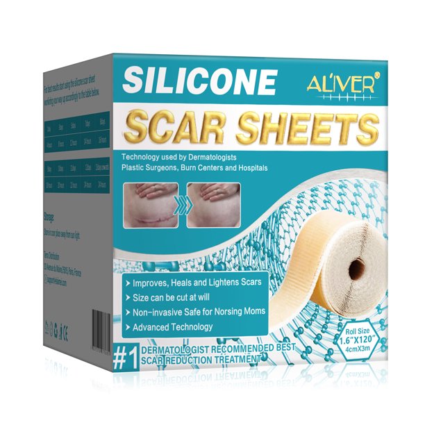 Aliver 120 inch Silicone Scar Roll,Scar Sheet Adhesive Silicone Tape