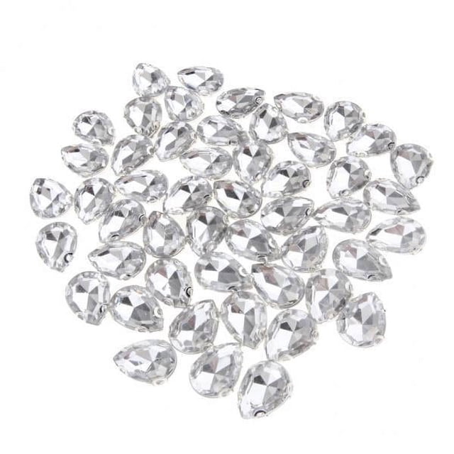 GUOOL 2x 50 Pieces 10mmx14mm Resin Crystal AB Teardrop Rhinestones Flatback Beads