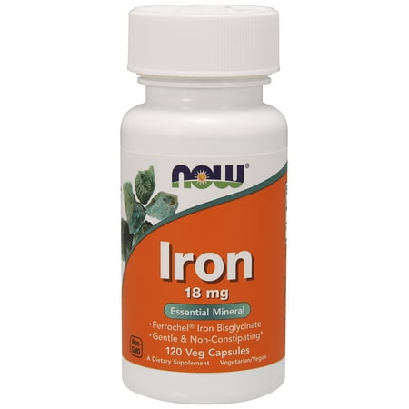 NOW Supplements, Iron 18 mg, 120 Veg Capsules (Best Time For Iron Supplements)