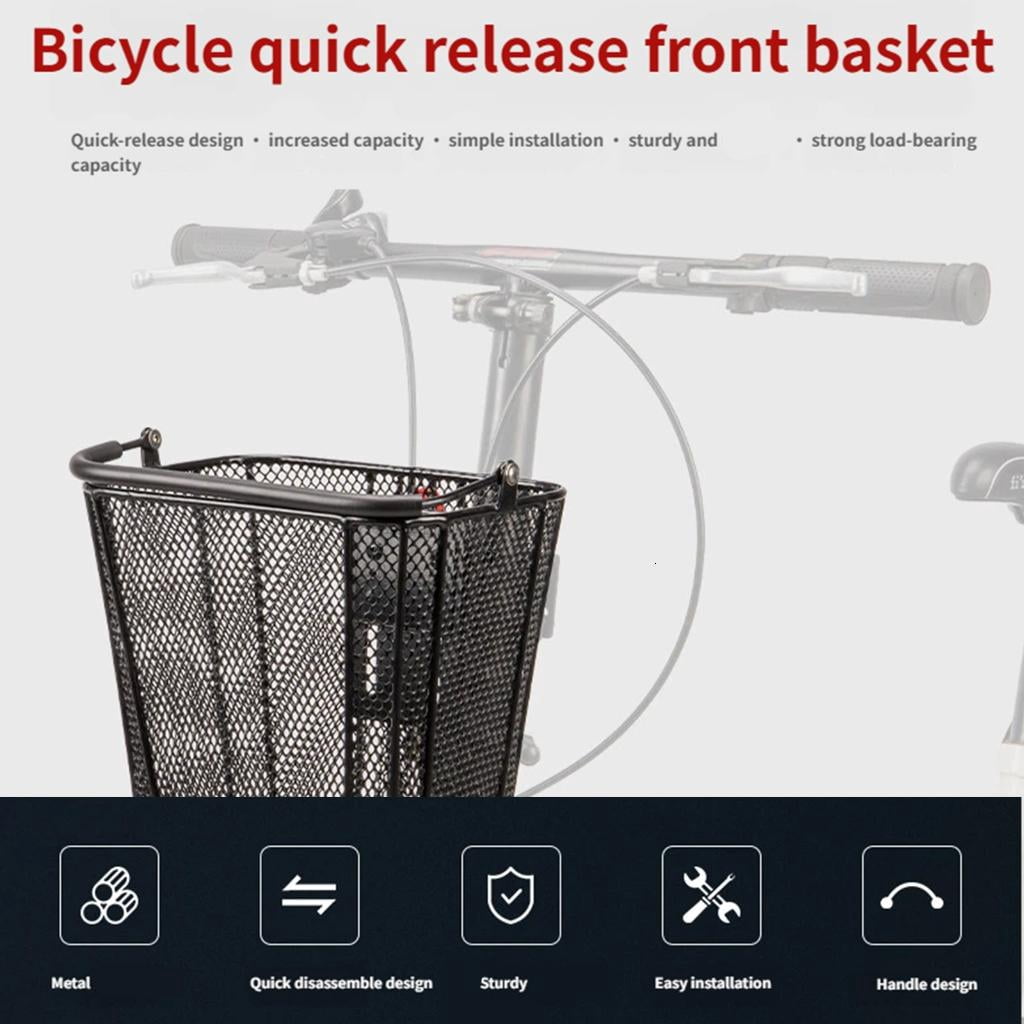Yihuala Detachable Front Bike Basket Electric Bikes Storage Basket Cycling Wire Baskets for Road Bikes Travel